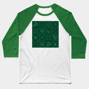 Mexican Green Talavera Tile Pattern by Akbaly Baseball T-Shirt